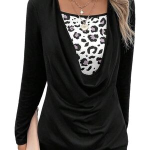 Elegant Black Leopard Print Women's Top